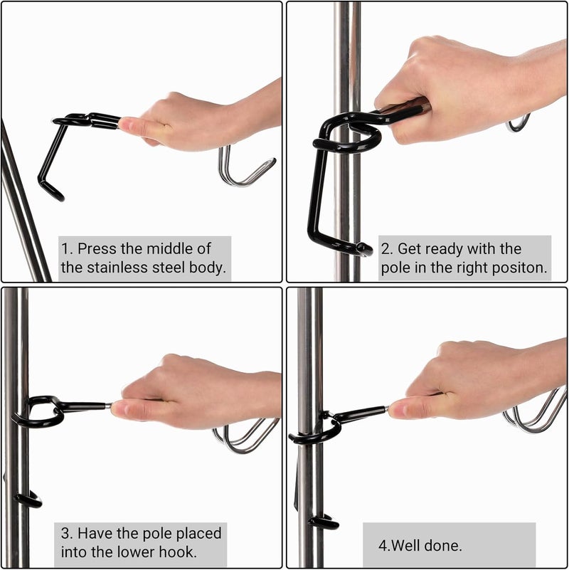 Tlence 4 Pack Camping Lantern Hook Hangers, 10" Outdoor Lamp Hanger Stand, Stainless Steel Non-Slip Tent Light Pole Hook, Portable Water Bottle Holder Bracket for Camping Hunting Fishing Hiking - Image 4